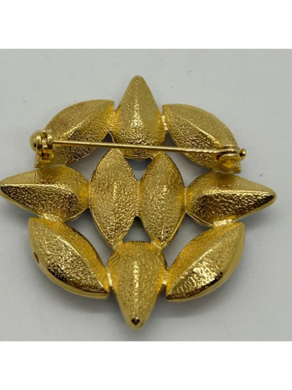 Vintage Gold Tone Multi-Color Brooch Pin Jewel Colored Rhinestone Statement 1990